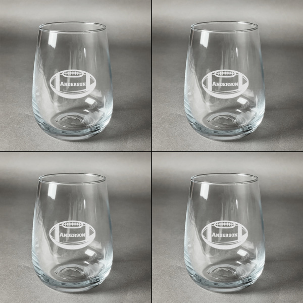 Sports Set of Four Personalized Stemless Wineglasses (Approval)