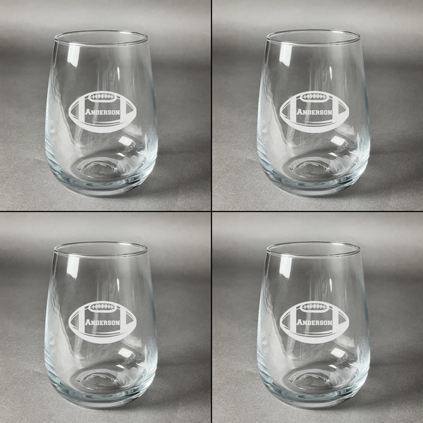 Sports Set of Four Personalized Stemless Wineglasses (Approval)