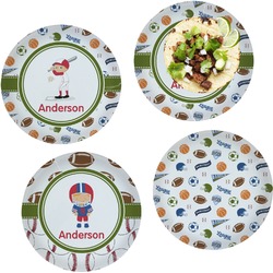 Sports Set of 4 Glass Lunch / Dinner Plate 10" (Personalized)