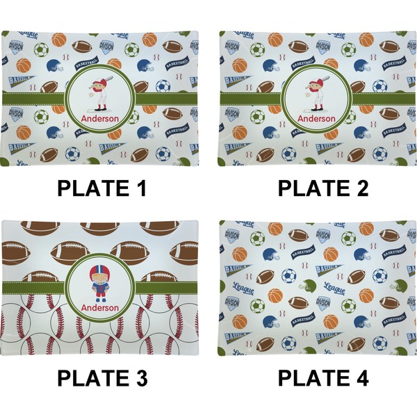 Sports Set of Rectangular Appetizer / Dessert Plates (Approval)