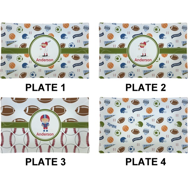 Sports Set of Rectangular Dinner Plates (Approval)
