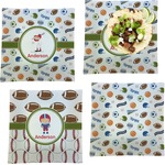 Sports Set of 4 Glass Square Lunch / Dinner Plate 9.5" (Personalized)