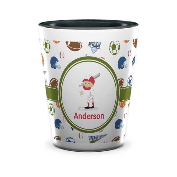 Custom Sports Ceramic Shot Glass - 1.5 oz - Two Tone - Set of 4 (Personalized)