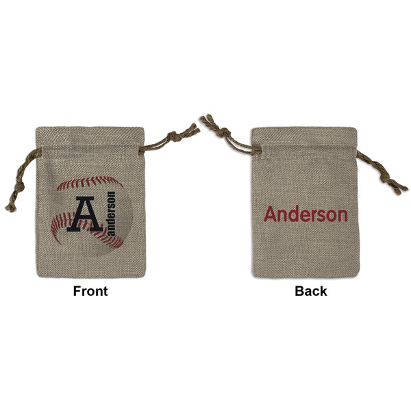 Custom Sports Small Burlap Gift Bag - Front & Back (Personalized)