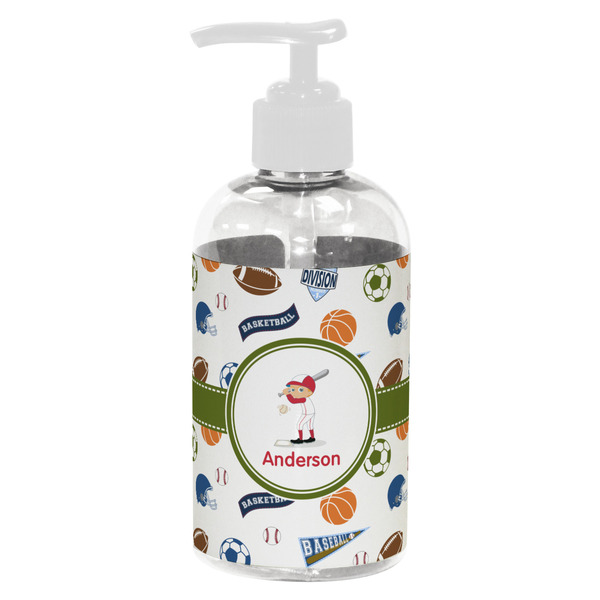 Custom Sports Plastic Soap / Lotion Dispenser (8 oz - Small - White) (Personalized)