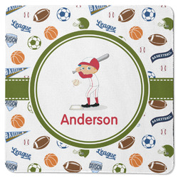Sports Square Rubber Backed Coaster (Personalized)