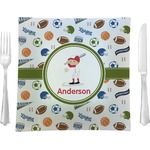 Sports 9.5" Glass Square Lunch / Dinner Plate- Single or Set of 4 (Personalized)
