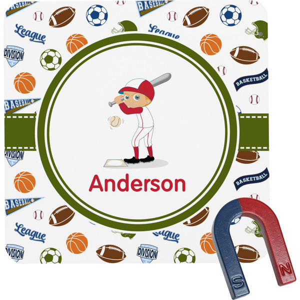 Custom Sports Square Fridge Magnet (Personalized)