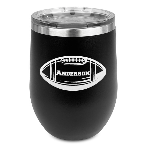 Custom Sports Stemless Stainless Steel Wine Tumbler - Black - Double Sided (Personalized)