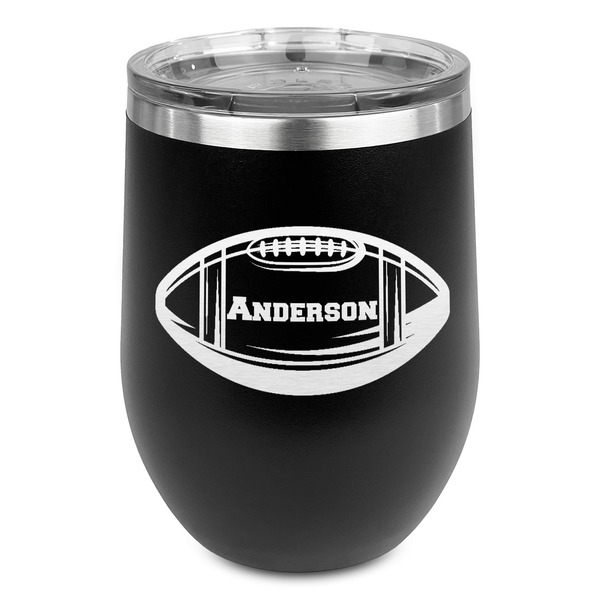 Custom Sports Stemless Stainless Steel Wine Tumbler - Black - Single Sided (Personalized)