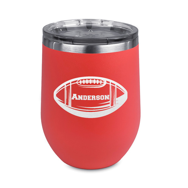 Custom Sports Stemless Stainless Steel Wine Tumbler - Coral - Double Sided (Personalized)