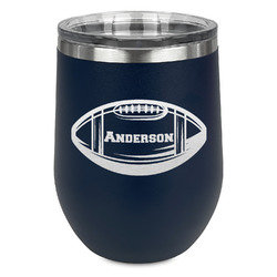 Sports Stemless Stainless Steel Wine Tumbler - Navy - Double Sided (Personalized)