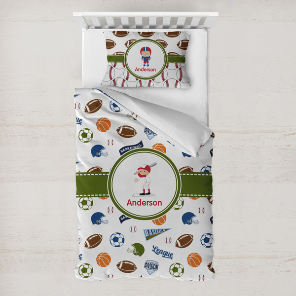 Custom Sports Toddler Bedding w/ Name or Text