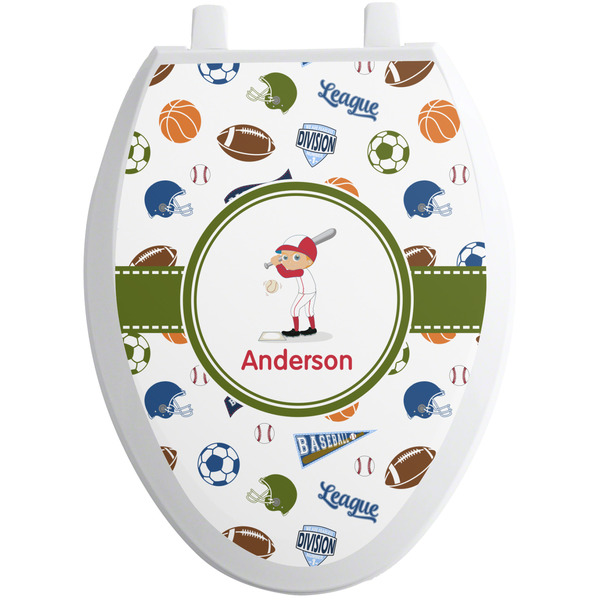 Custom Sports Toilet Seat Decal - Elongated (Personalized)