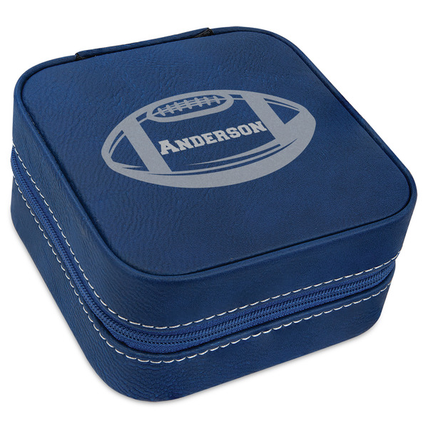 Custom Sports Travel Jewelry Box - Navy Blue Leather (Personalized)