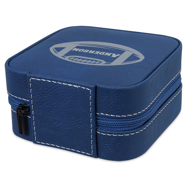 Sports Travel Jewelry Boxes - Leather - Navy Blue - View from Rear