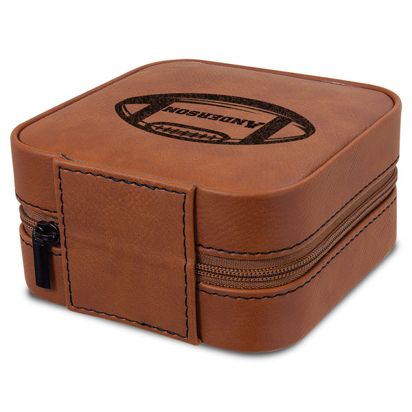 Sports Travel Jewelry Boxes - Leatherette - Rawhide - View from Rear