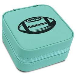 Sports Travel Jewelry Box - Teal Leather (Personalized)