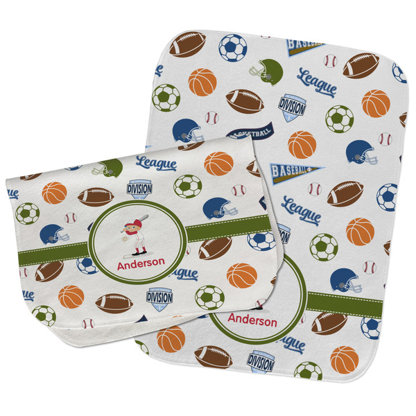 Sports Two Rectangle Burp Cloths - Open & Folded