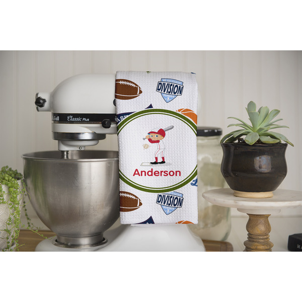 Sports Waffle Weave Towel - Full Color Print - Lifestyle Image