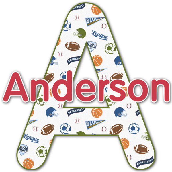 Custom Sports Name & Initial Decal - Up to 9"x9" (Personalized)