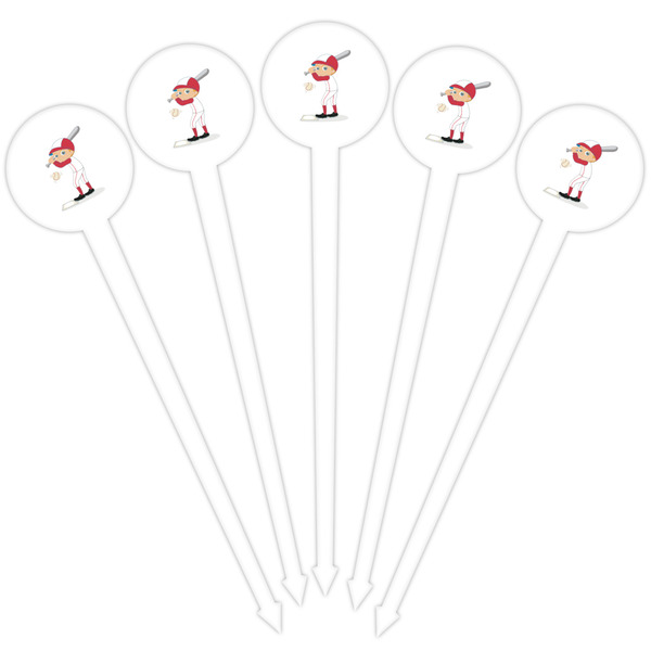 Sports White Plastic 4" Food Pick - Round - Fan View