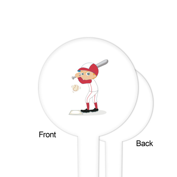 Sports White Plastic 4" Food Pick - Round - Single Sided - Front & Back