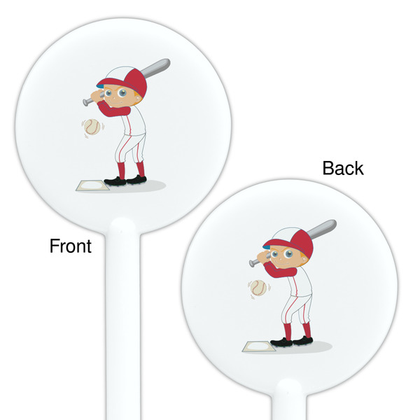 Sports White Plastic 5.5" Stir Stick - Double Sided - Round - Front & Back