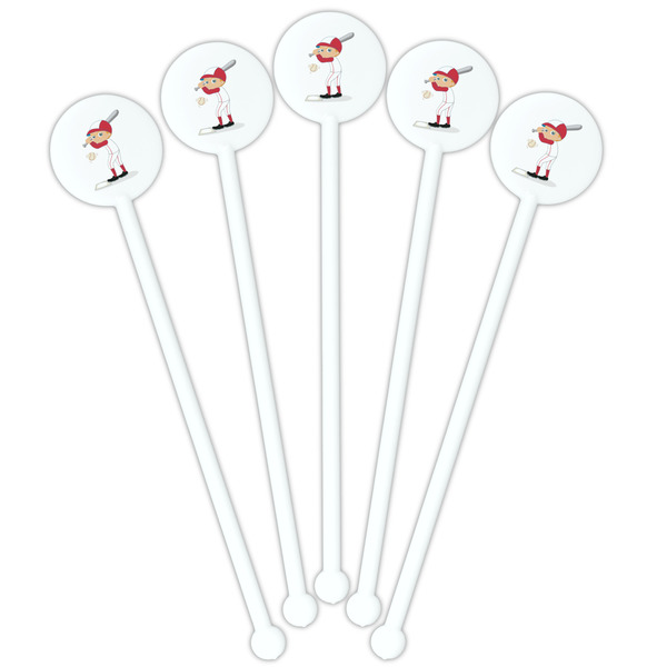 Sports White Plastic 5.5" Stir Stick - Fan View