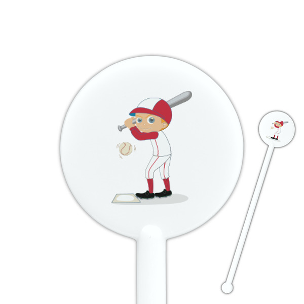 Custom Sports 5.5" Round Plastic Stir Sticks - White - Single Sided