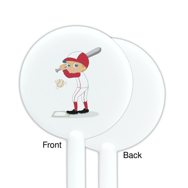 Sports White Plastic 5.5" Stir Stick - Single Sided - Round - Front & Back