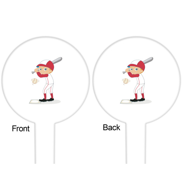 Sports White Plastic 6" Food Pick - Round - Double Sided - Front & Back