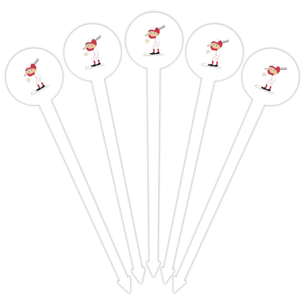 Sports White Plastic 6" Food Pick - Round - Fan View