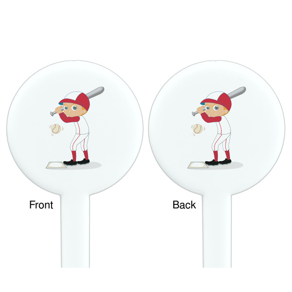 Sports White Plastic 7" Stir Stick - Double Sided - Round - Front & Back