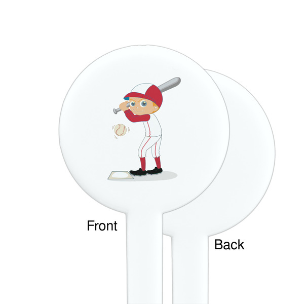 Sports White Plastic 7" Stir Stick - Single Sided - Round - Front & Back