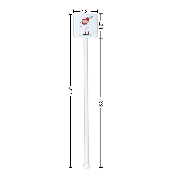 Sports White Plastic Stir Stick - Square - Dimensions