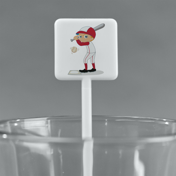 Sports White Plastic Stir Stick - Square - Main