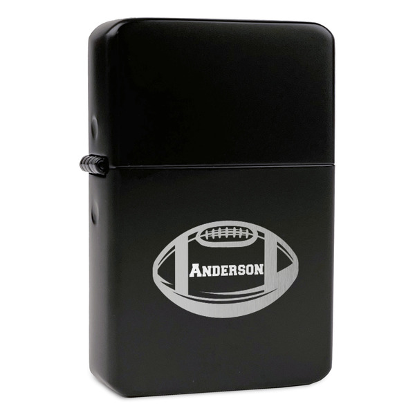 Custom Sports Windproof Lighter - Black - Double Sided & Lid Engraved (Personalized)