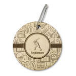 Sports Wood Luggage Tag - Round (Personalized)