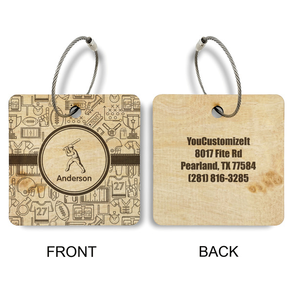 Sports Wood Luggage Tags - Square - Approval