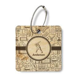Sports Wood Luggage Tag - Square (Personalized)