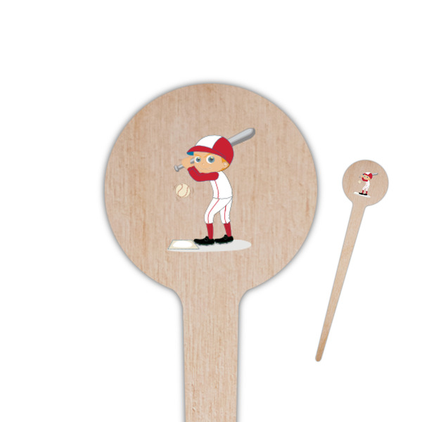 Custom Sports 4" Round Wooden Food Picks - Single Sided