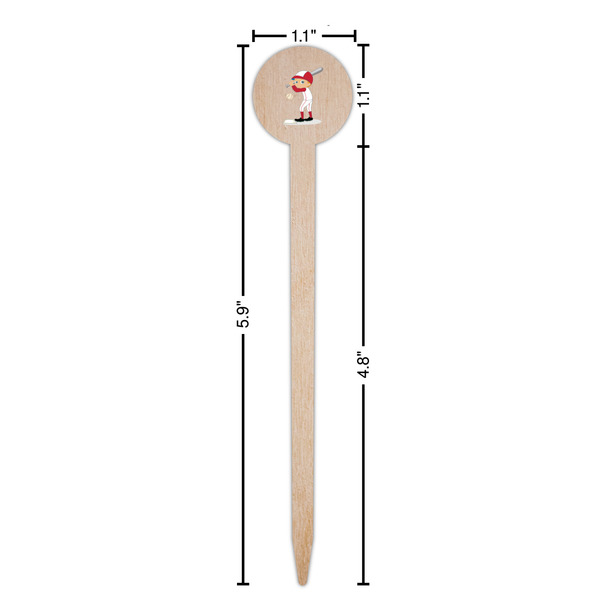 Sports Wooden 6" Food Pick - Round - Dimensions