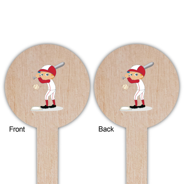 Sports Wooden 6" Food Pick - Round - Double Sided - Front & Back
