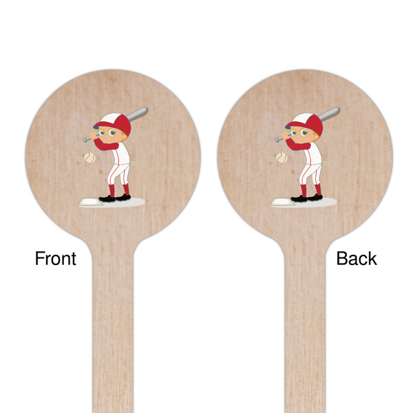 Sports Wooden 6" Stir Stick - Round - Double Sided - Front & Back