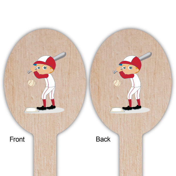 Sports Wooden Food Pick - Oval - Double Sided - Front & Back