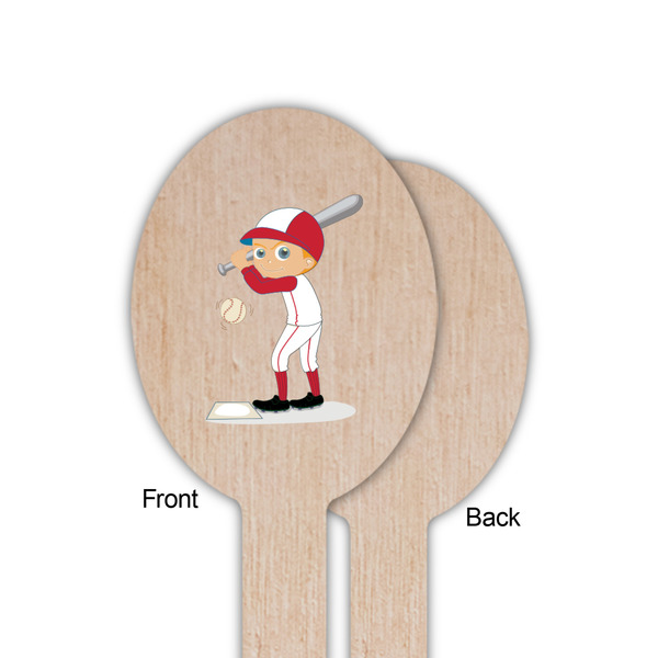 Sports Wooden Food Pick - Oval - Single Sided - Front & Back