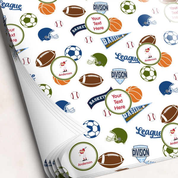 Custom Sports Wrapping Paper Sheets - Single-Sided - 20" x 28" (Personalized)