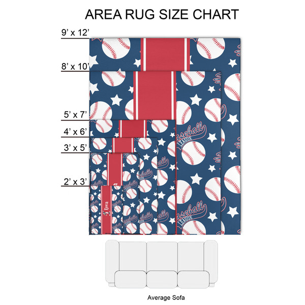 Baseball 2'x3' Indoor Area Rugs - Size Chart