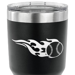 Baseball 30 oz Stainless Steel Tumbler - Black - Double Sided (Personalized)